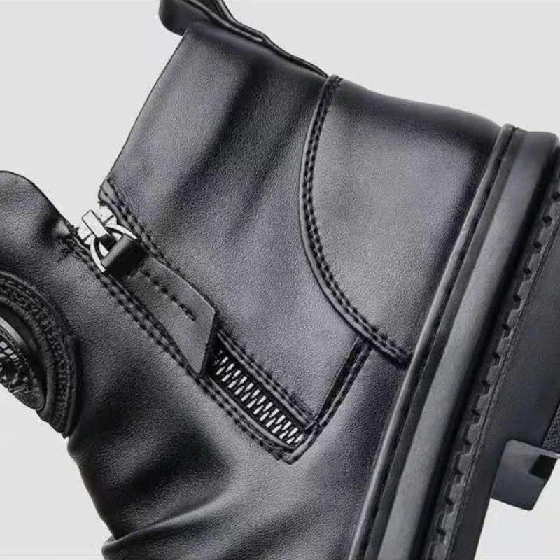 Men's Zip Leather Motorcycle Boots