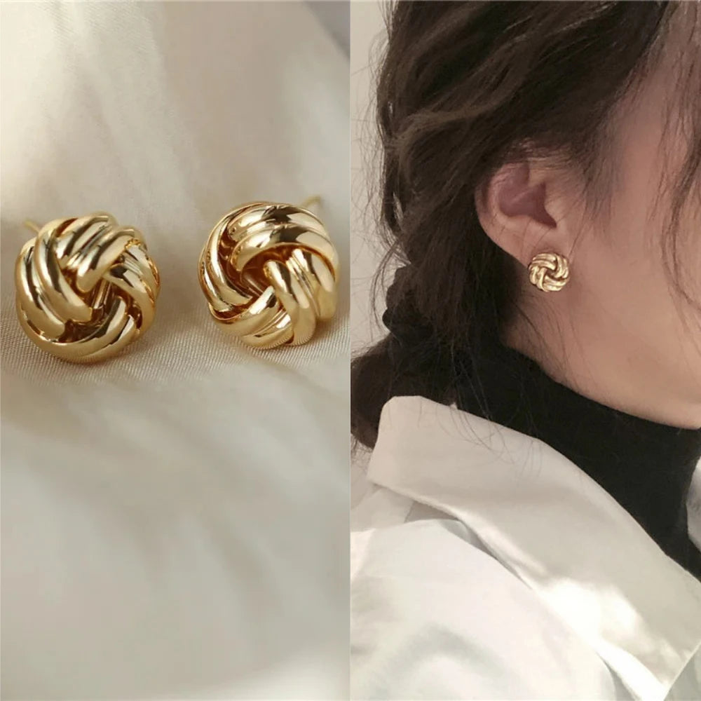 Tiny Gold Twist Stud Earrings