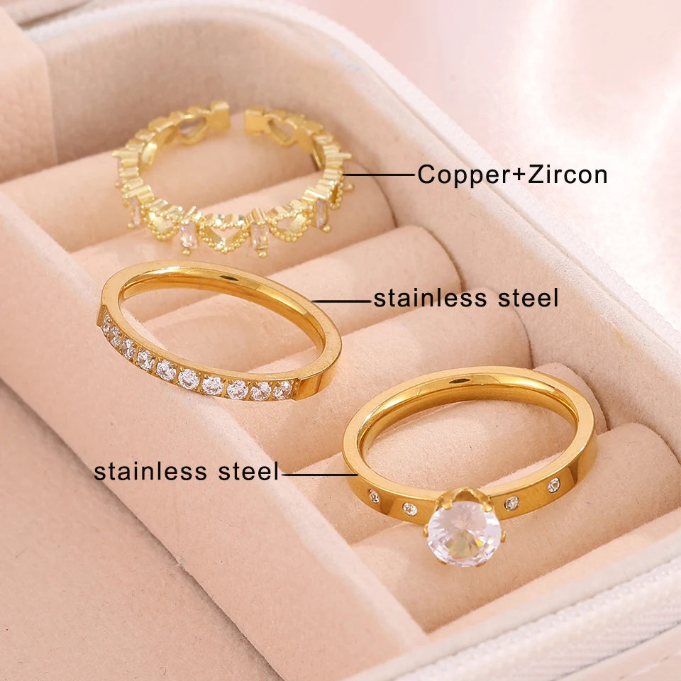 💍 Yupsk Geometric Zircon Ring Set