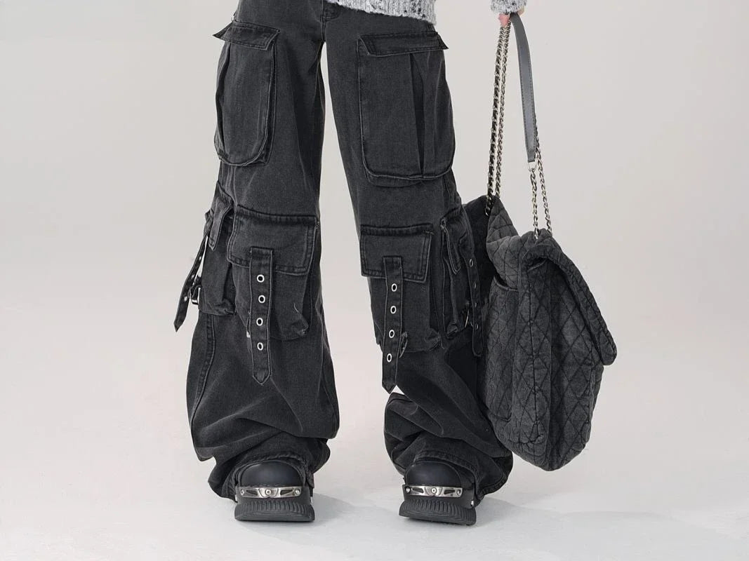 Black Baggy Cargo Jeans
