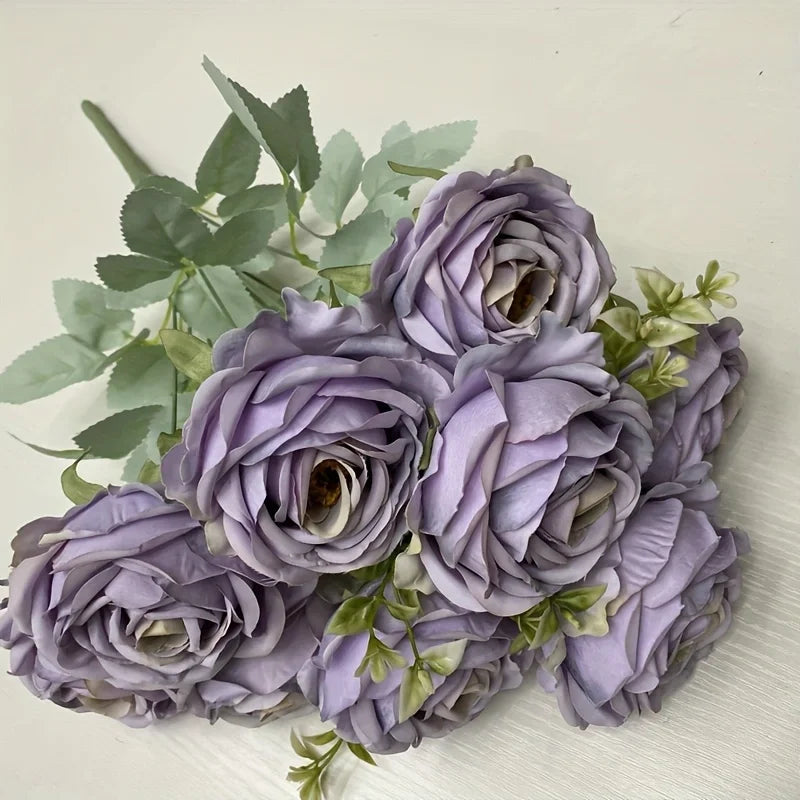9-Head Artificial Rose Bouquet