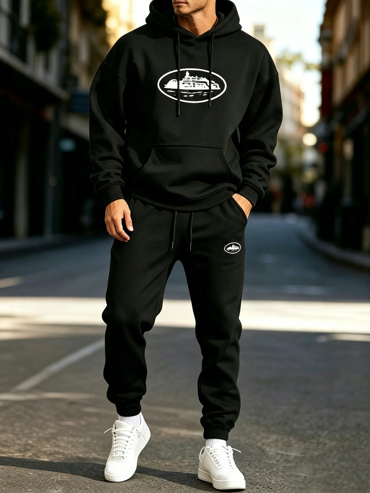 Unisex Fleece-Lined Graphic Hoodie Set