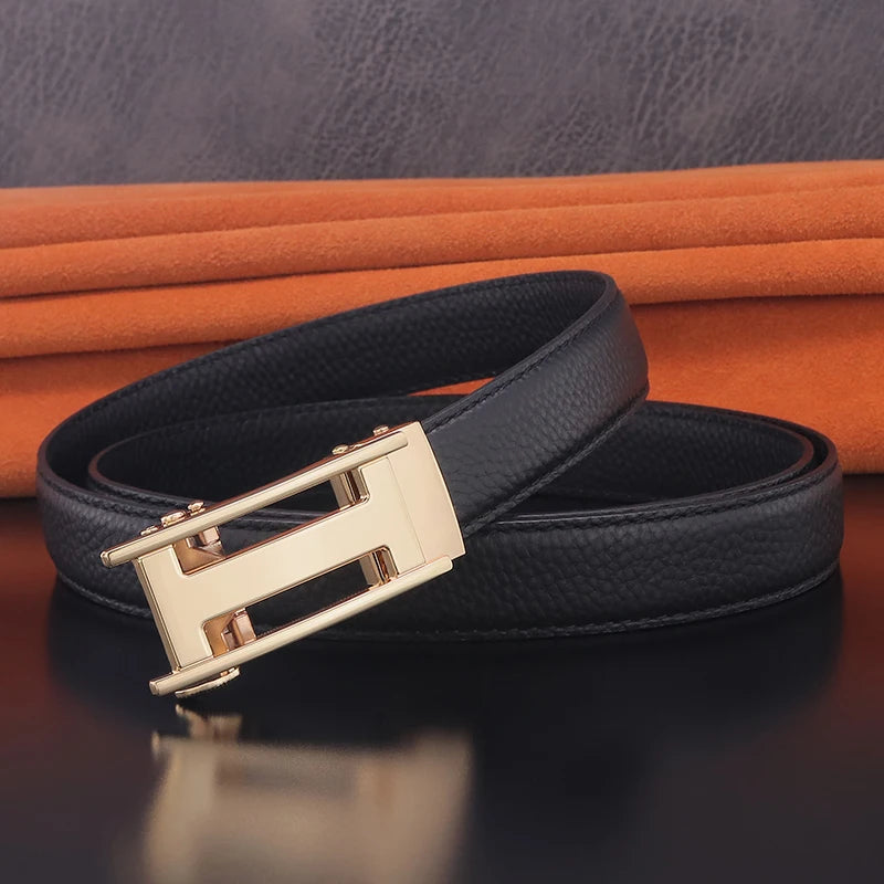Women's Leather Belt with Automatic Buckle