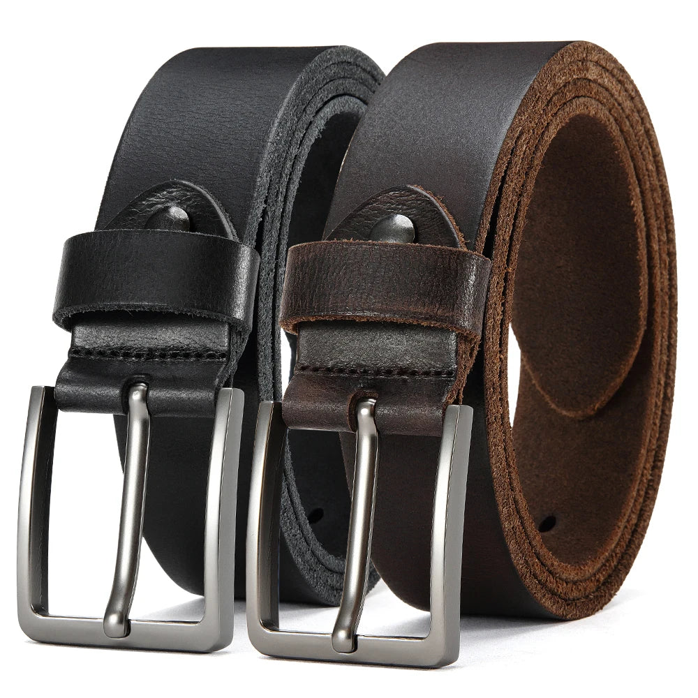 Men's Antique Buckle Cowhide Belt