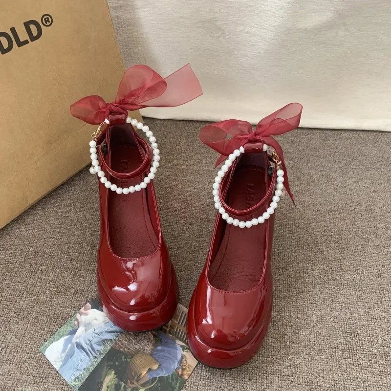 Women's Pearl Chain Platform Mary Janes
