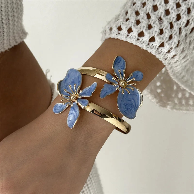 Big Flower Metal Bangle