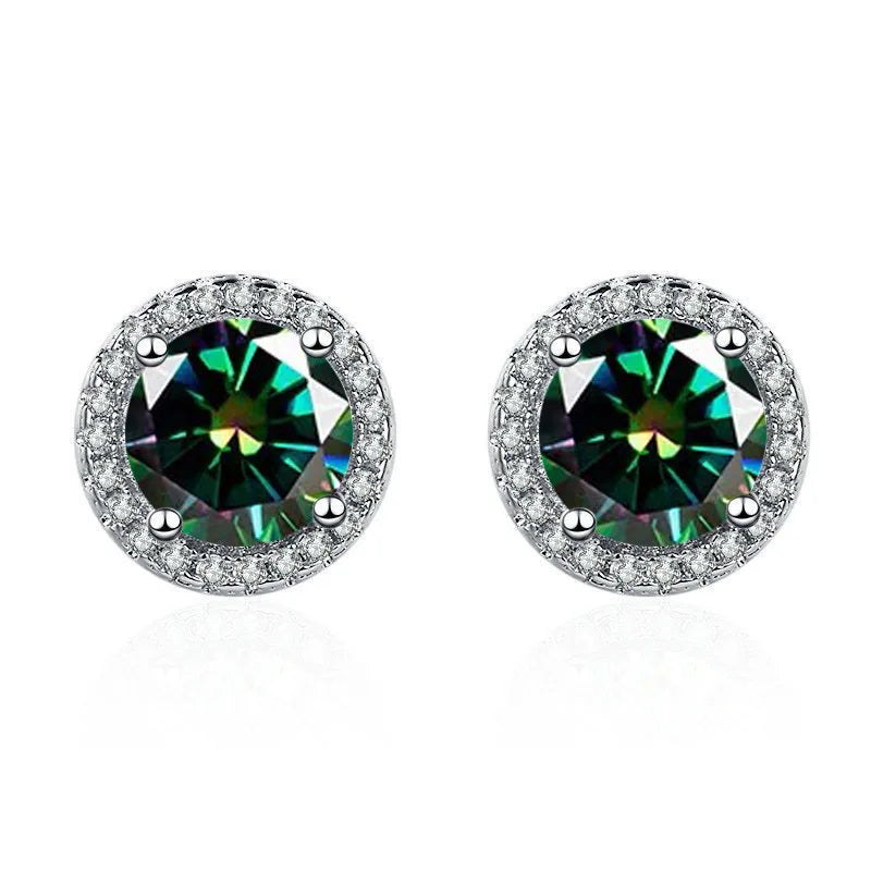 925 Silver Colored Zircon Stud Earrings