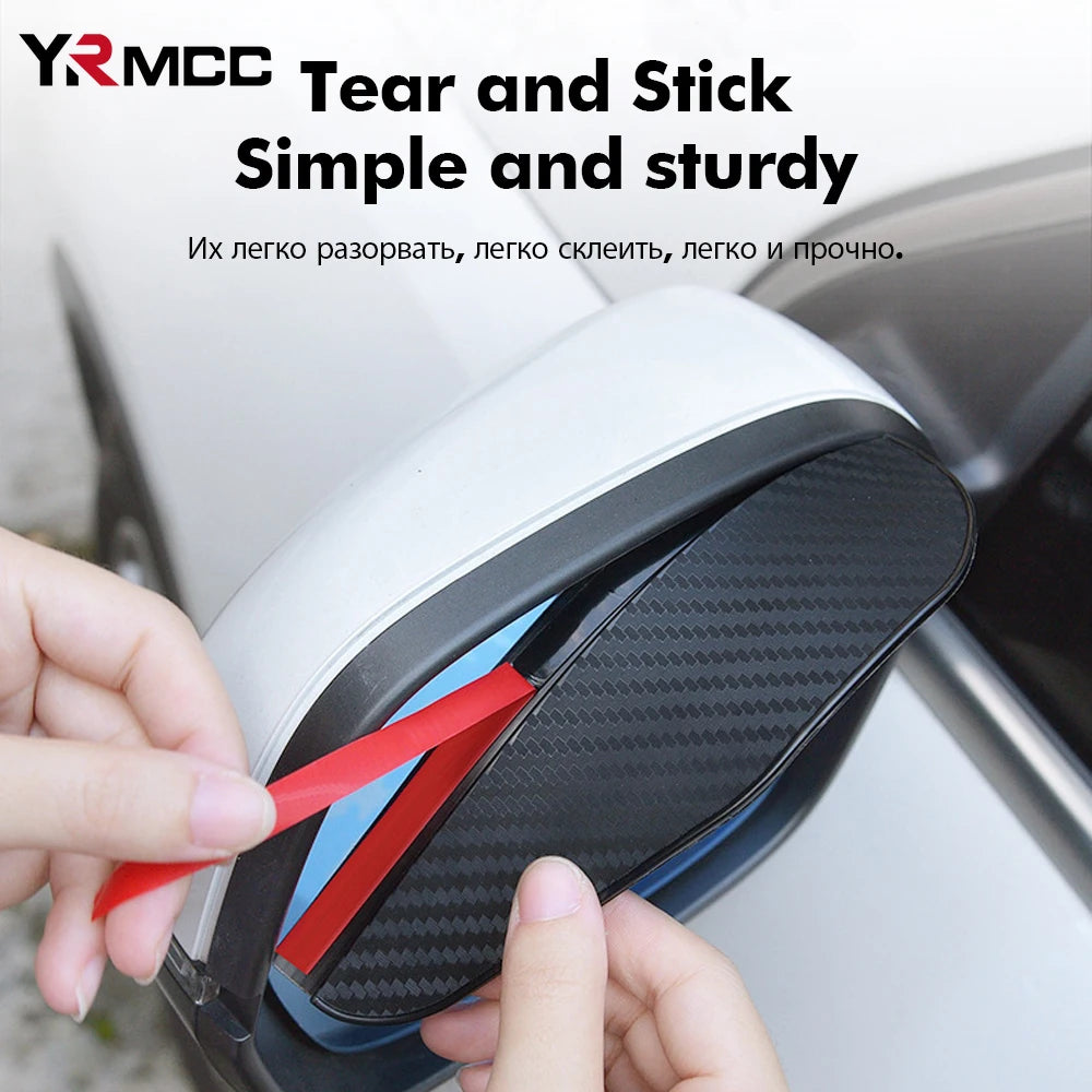 🚗 2PCS Carbon Fiber Rearview Mirror Rain Visors