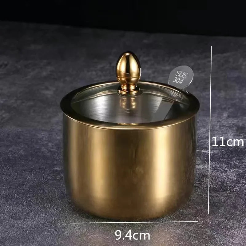 Gold Glass Spice Jar with Spoon