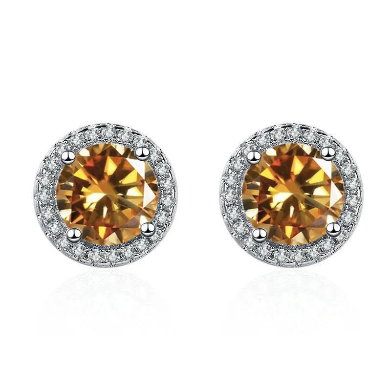 925 Silver Colored Zircon Stud Earrings