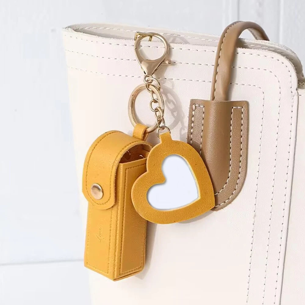 Lipstick Holder Keychain with Mirror
