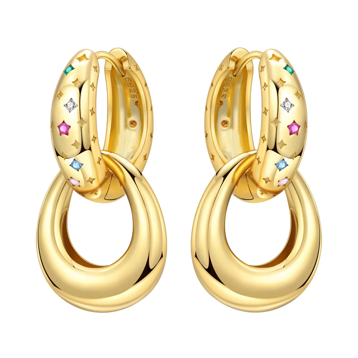 925 Silver 18K Gold Water Drop Earrings