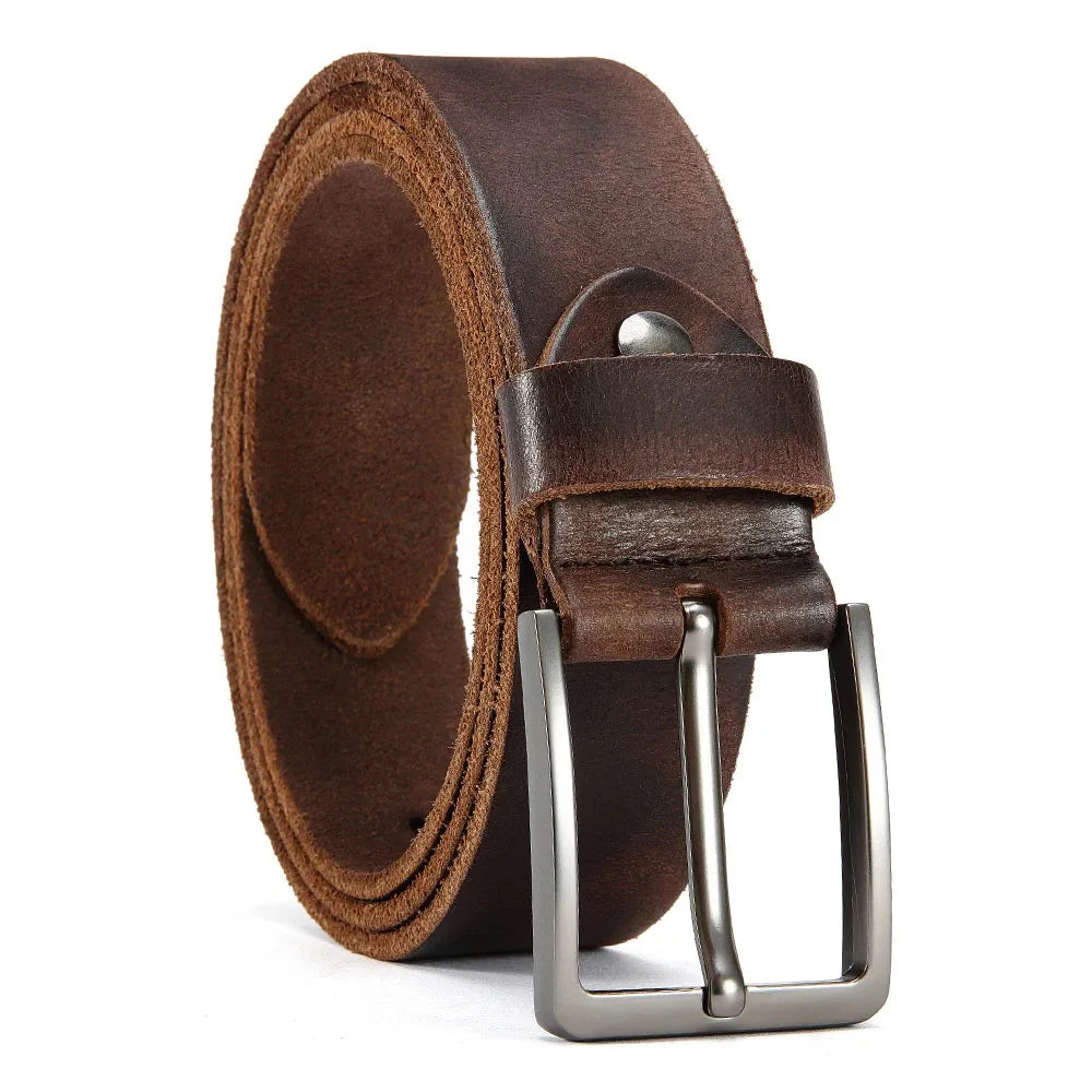 Men's Antique Buckle Cowhide Belt