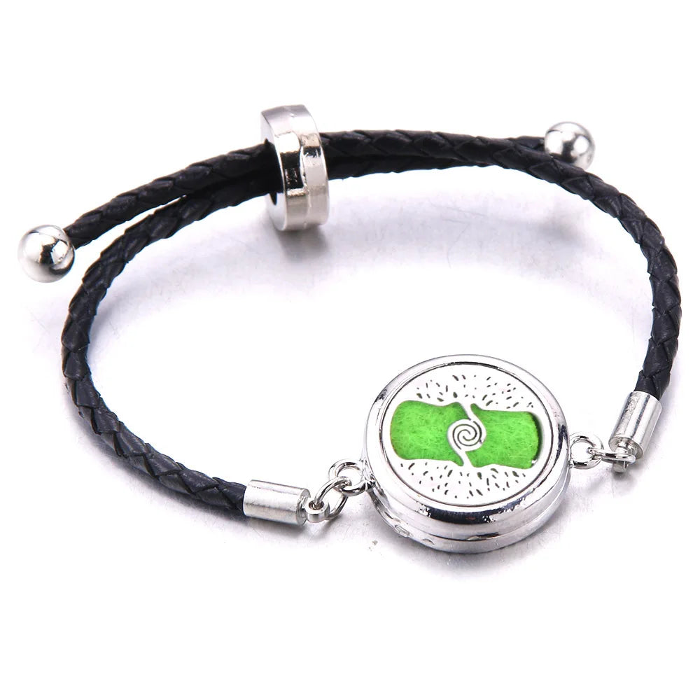 Aromatherapy Locket Leather Bracelet