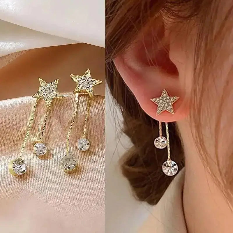 Zircon Pearl Tassel Earrings