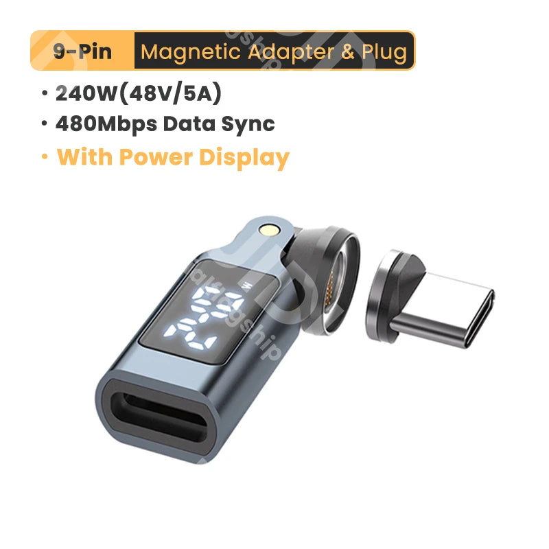 📟 240W Digital Display USB-C Magnetic Adapter