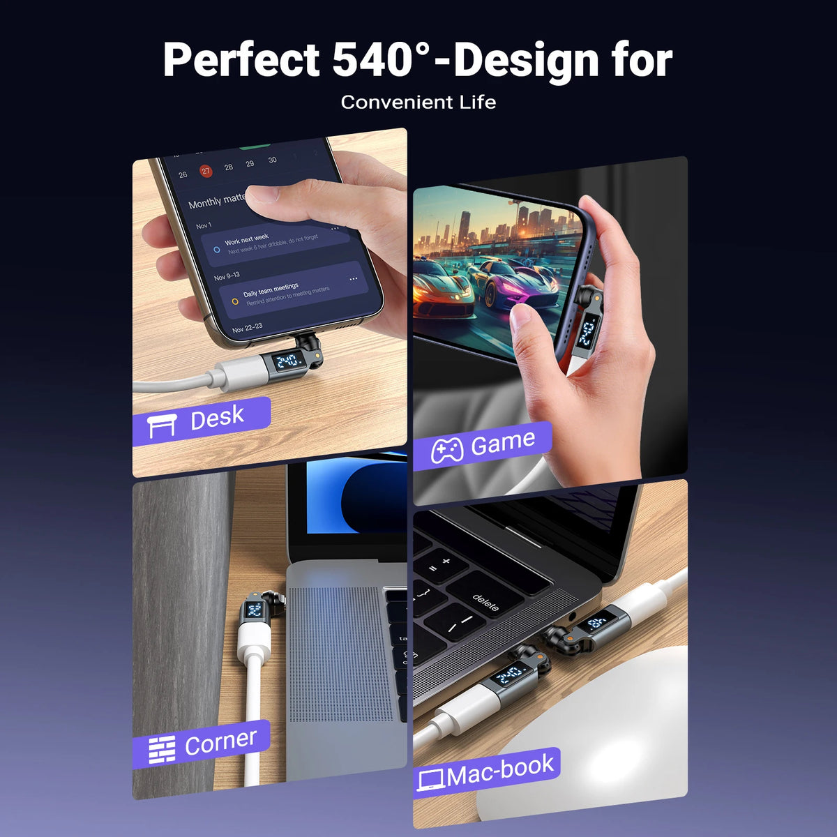 📟 AUFU Digital Display Magnetic USB-C Adapter