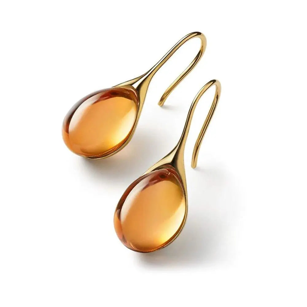 Gold & Blue Stone Dangle Earrings