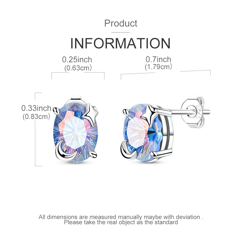 925 Silver Star & Moon Zircon Studs
