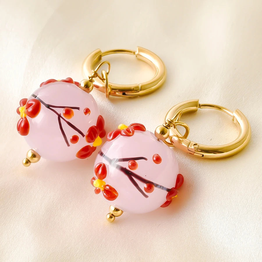 Colorful Glass Bead Huggie Hoops