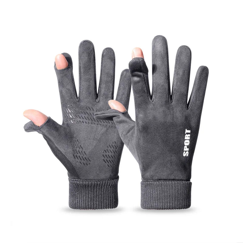 Men's Faux Suede Flip-Top Gloves
