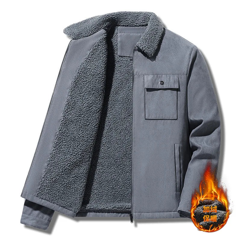Men's Fleece Suede Short Parka