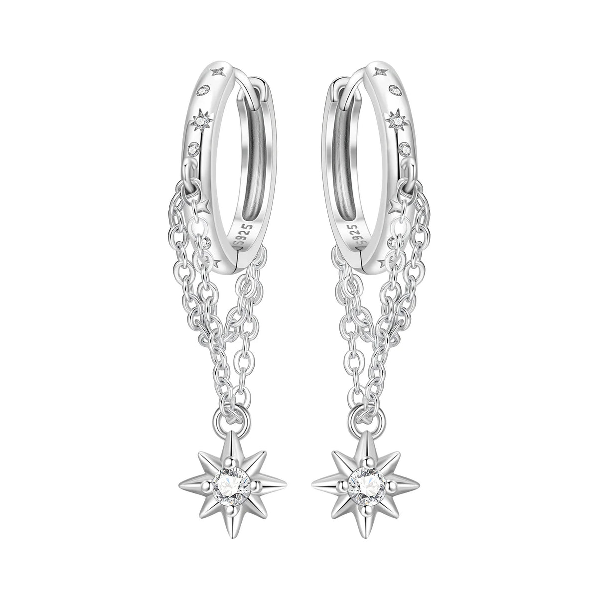 925 Silver Double-Layer Tassel Earrings