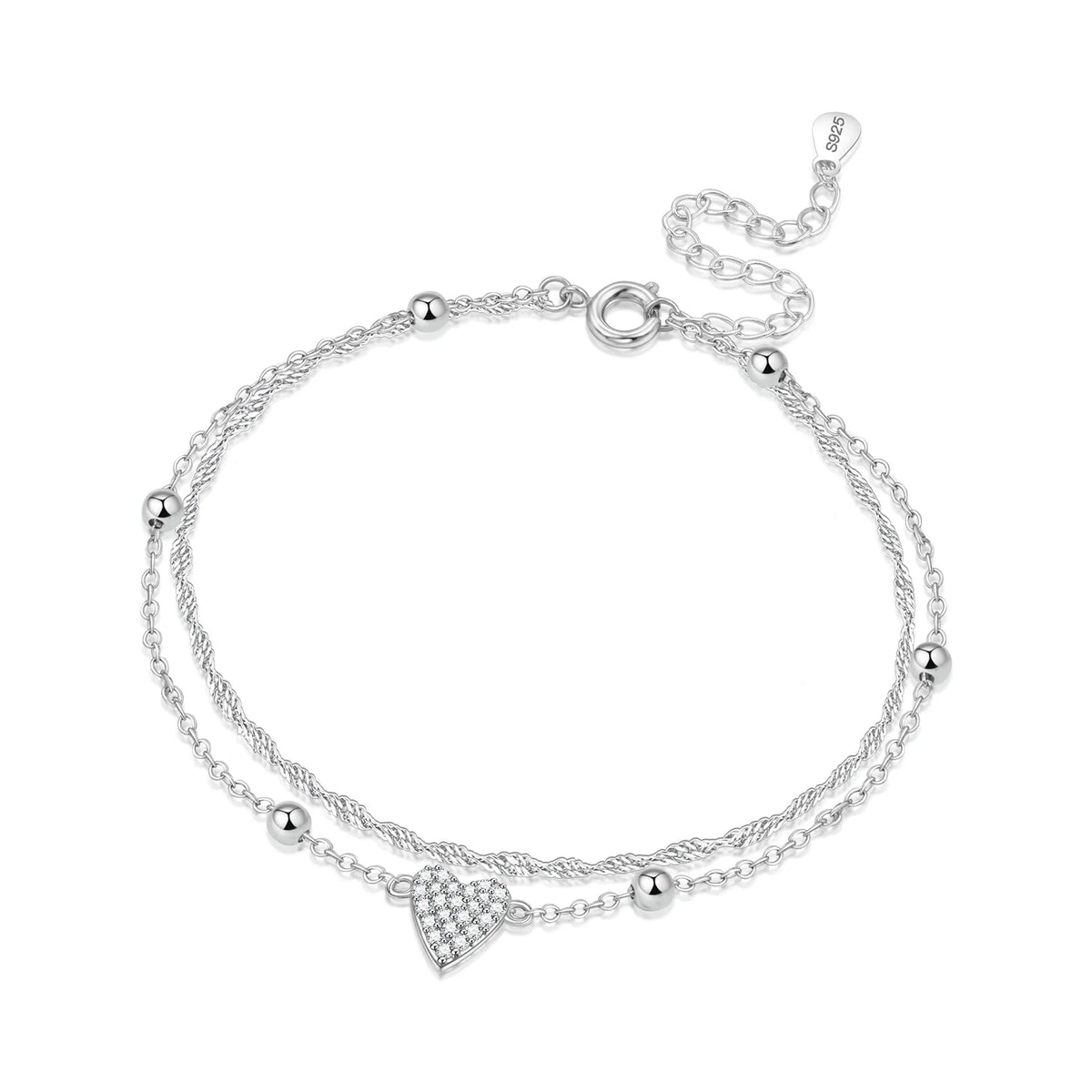 925 Silver Boho Double-Layer Anklet