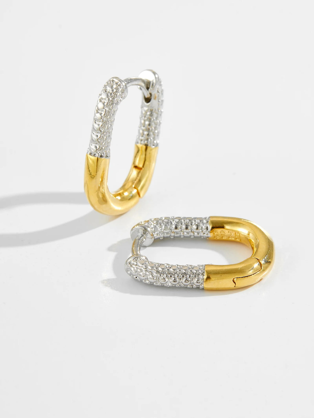 925 Silver Two-Tone Irregular Hoops