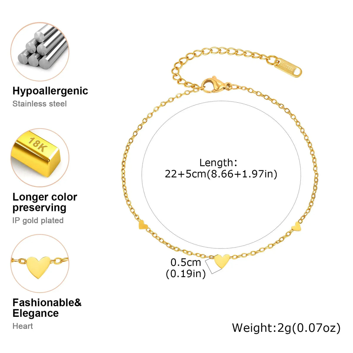 Gold Minimalist Heart Anklet