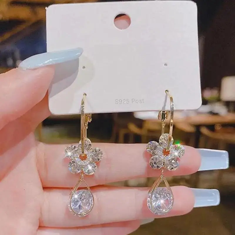 Zircon Pearl Tassel Earrings