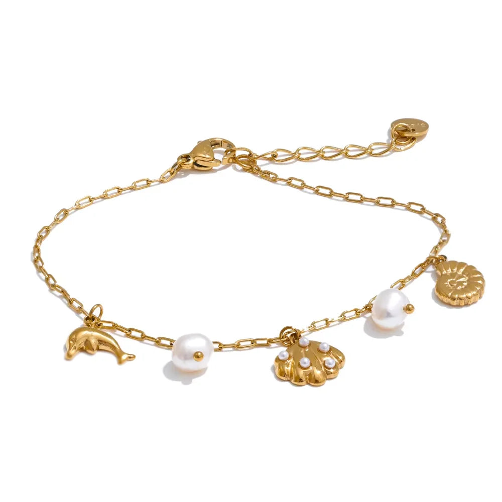 Ocean Shell & Dolphin Charm Anklet