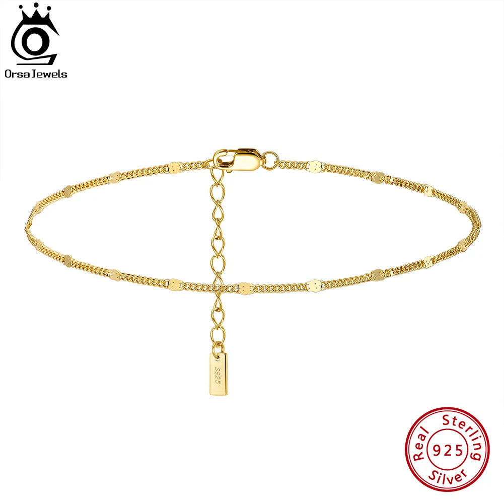 14K Gold 925 Silver Cuban Anklet