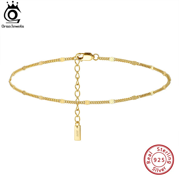 14K Gold 925 Silver Cuban Anklet