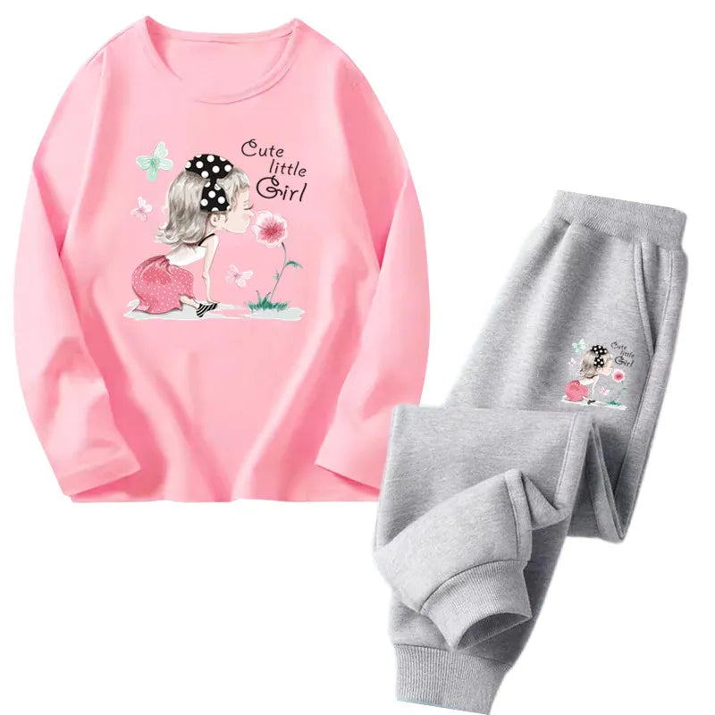 Girls Ballet Print Top & Pants Set