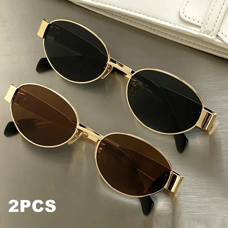 Vintage Oval Metal Sunglasses