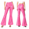 Glossy Faux Leather Flare Pants