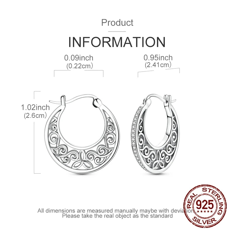 925 Silver Retro Pattern Stud Earrings