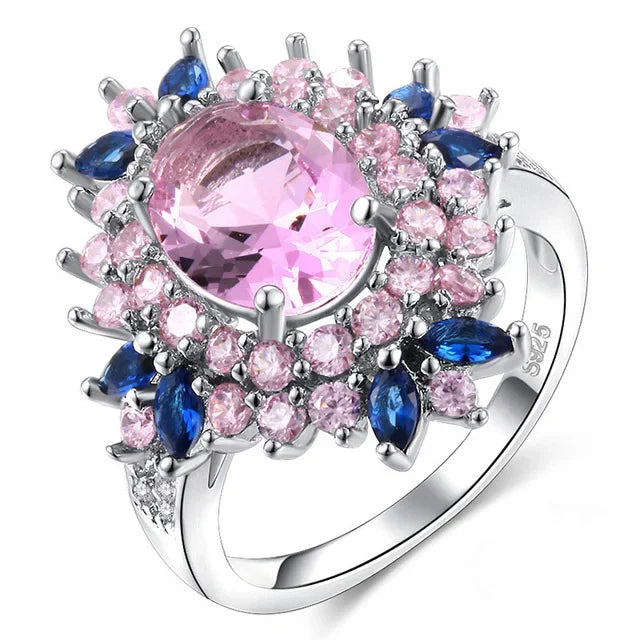 Blue Flower Sterling Silver Ring
