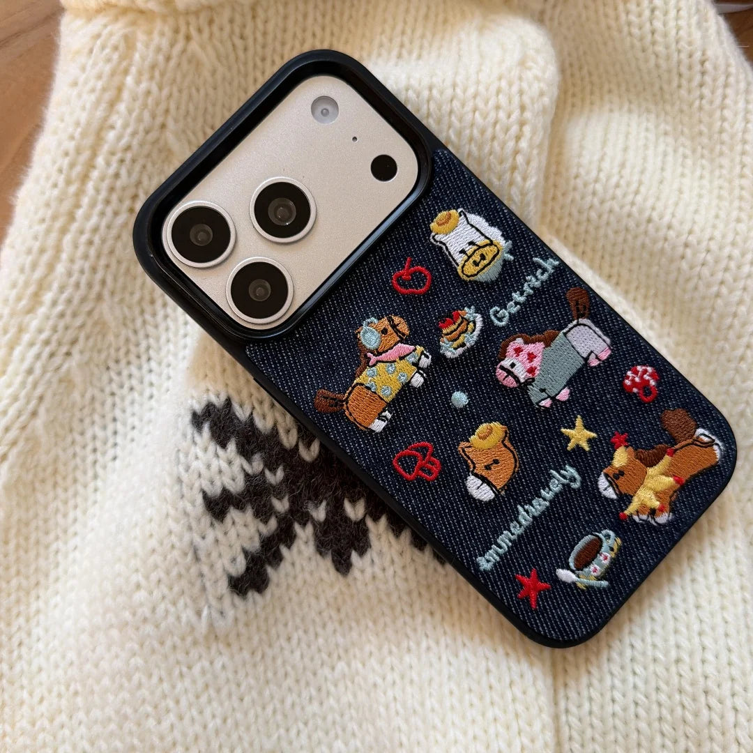 Embroidered Denim iPhone Case