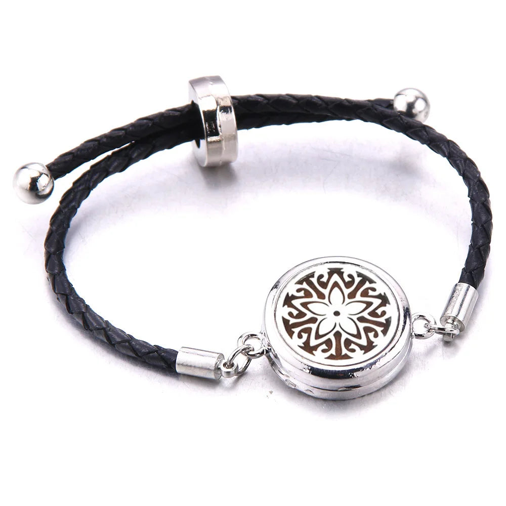 Aromatherapy Locket Leather Bracelet