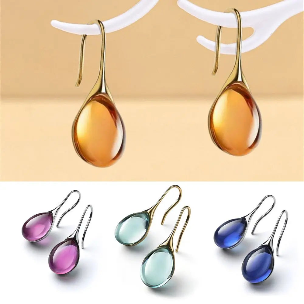 Gold & Blue Stone Dangle Earrings