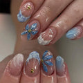 24-Piece 3D Pearl Flower Press-On Nails