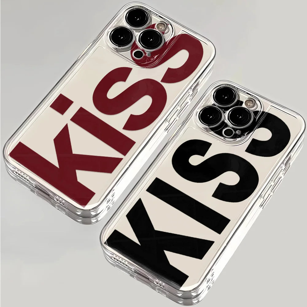 "Kiss" Text Clear iPhone Case