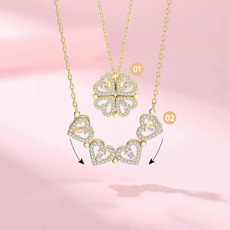 ❤️ Four Leaf Clover Heart Pendant Necklace