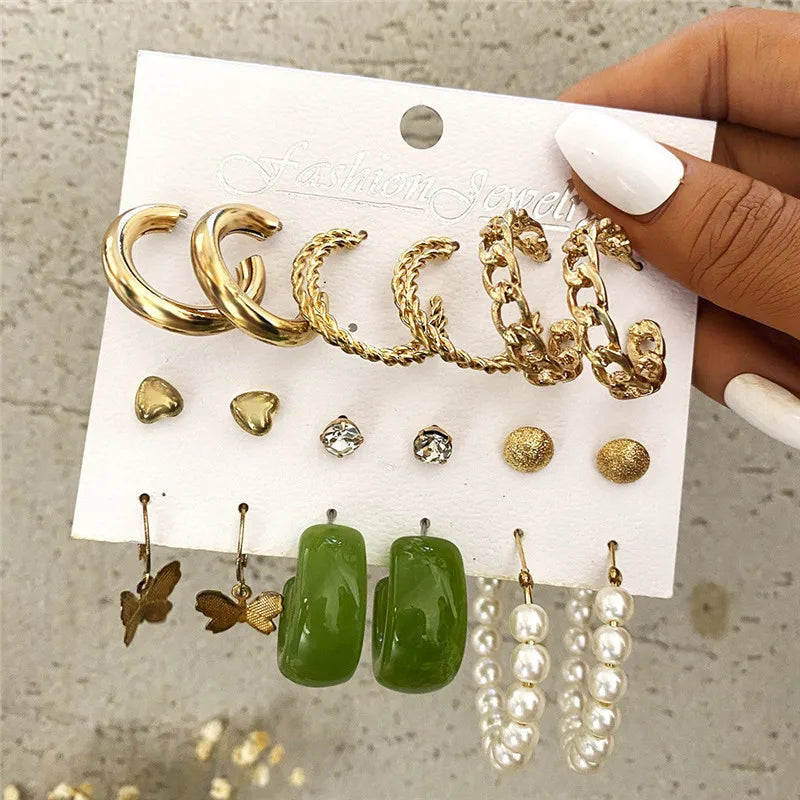 Earrings Set Butterfly Acrylic