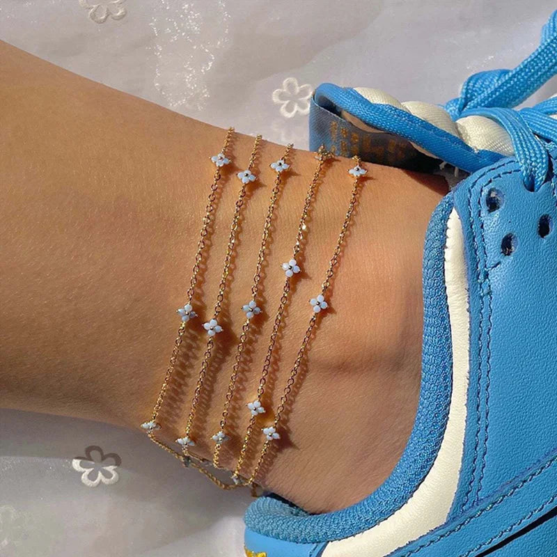 Four-Leaf Clover Crystal Anklet