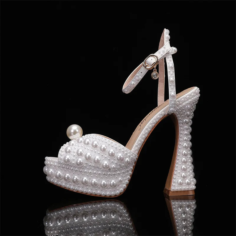 Women's Pearl Diamond Wedding Heels