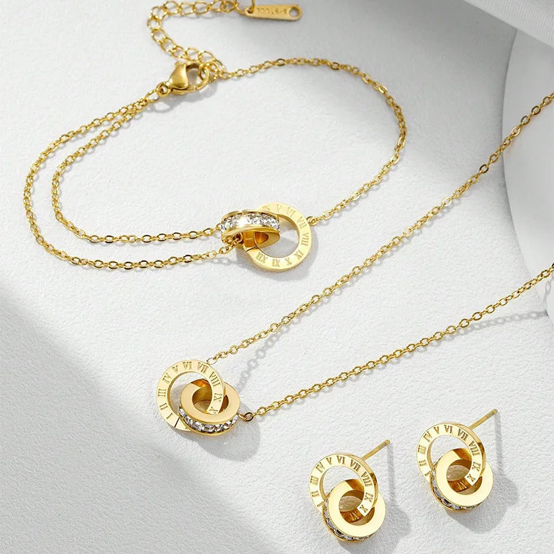 🔢 Roman Numerals Jewelry Set
