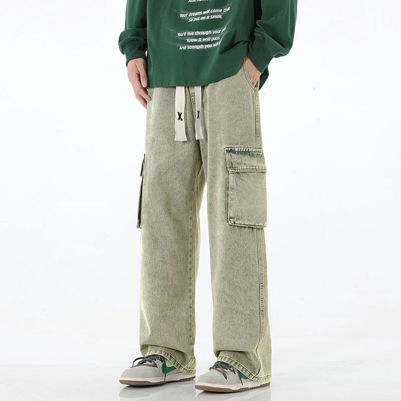 Men's Baggy Wide-Leg Cargo Jeans